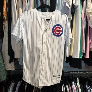 Majestic Kids Cubs White Pinstripe Shirt